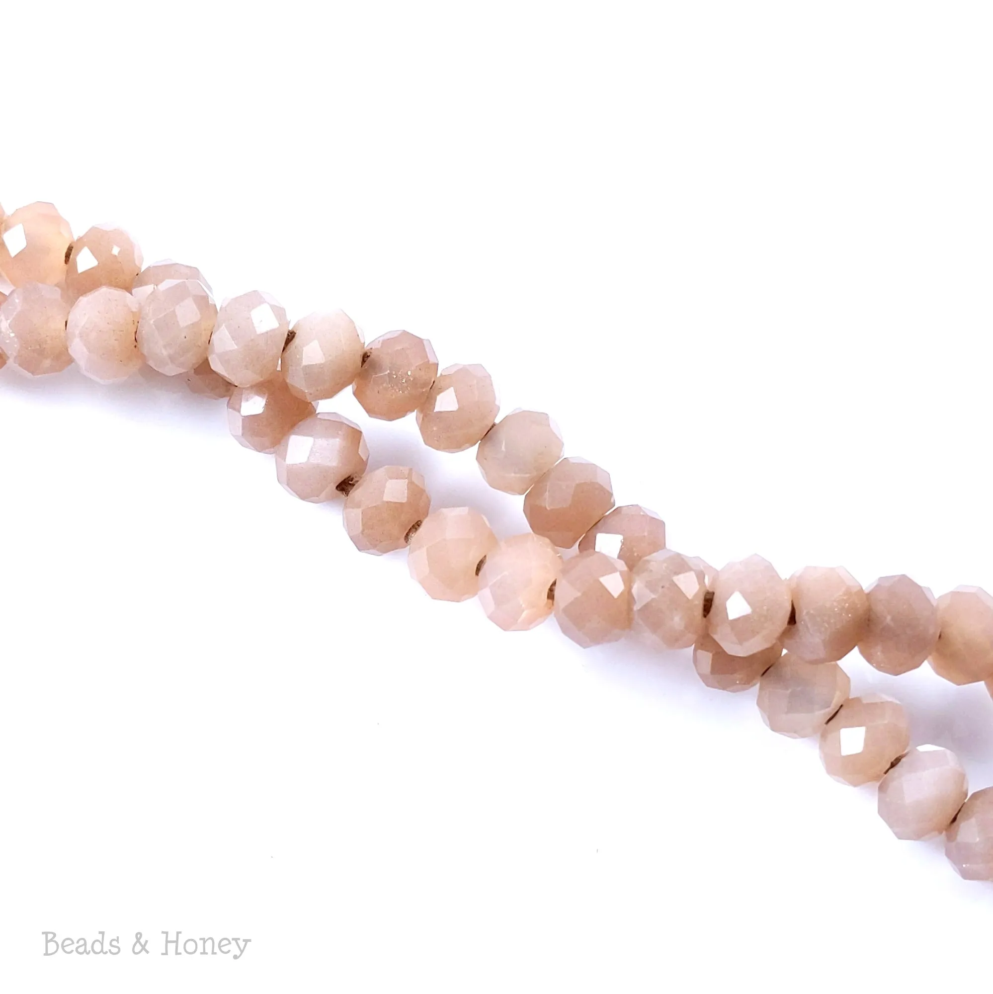Dakota Stones Peach Moonstone Large Hole Bead Diamond Cut Faceted Rondelle 8mm (8-Inch Strand)