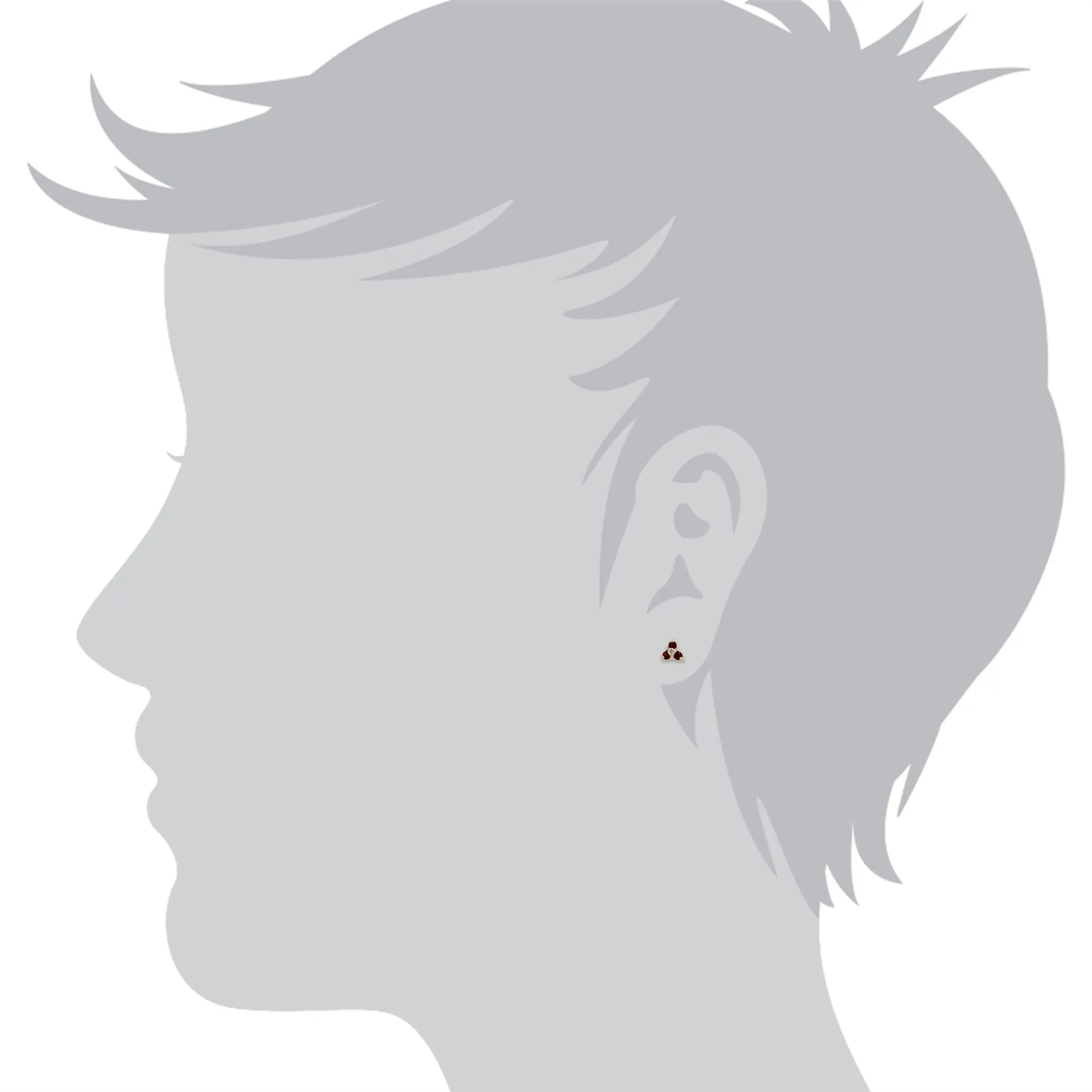 Damen 375 Gold 9ct Gelbgold Rund Drei Rubin & Diamant Ohrstecker Rot