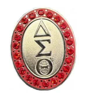 Delta Pins - Silver Sandblasted Metal with Red Rubies