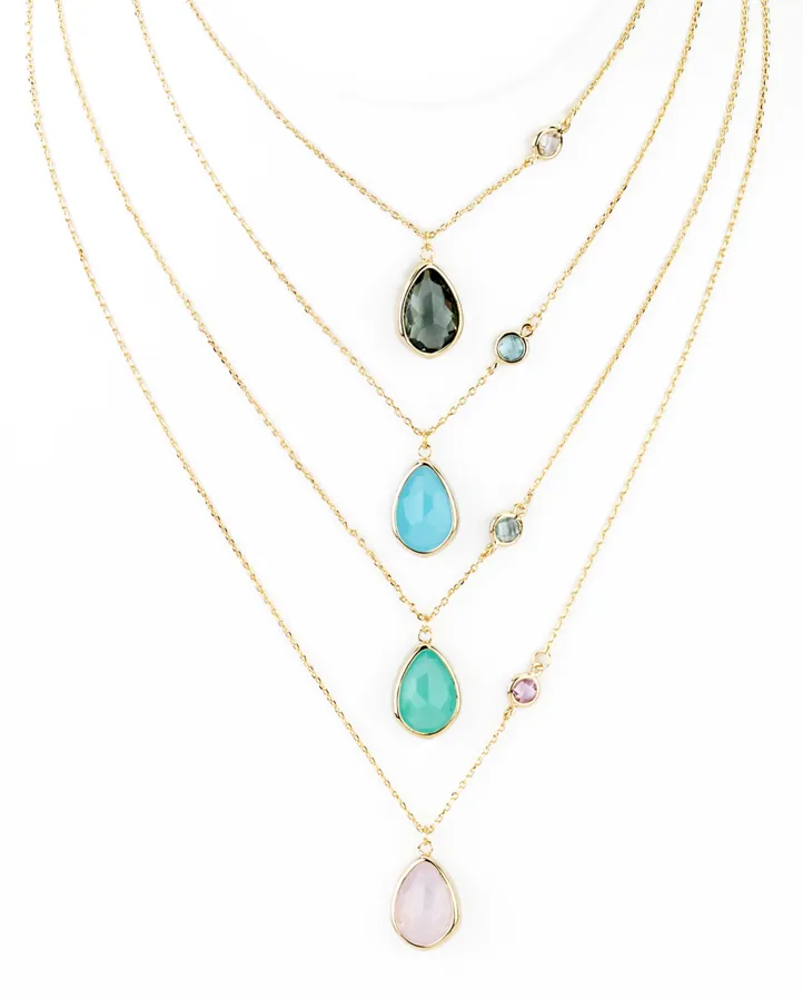 Double Teardrop Pendant Necklace in Trendy Colors