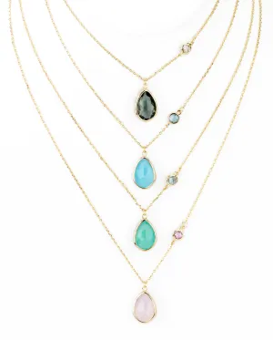 Double Teardrop Pendant Necklace in Trendy Colors