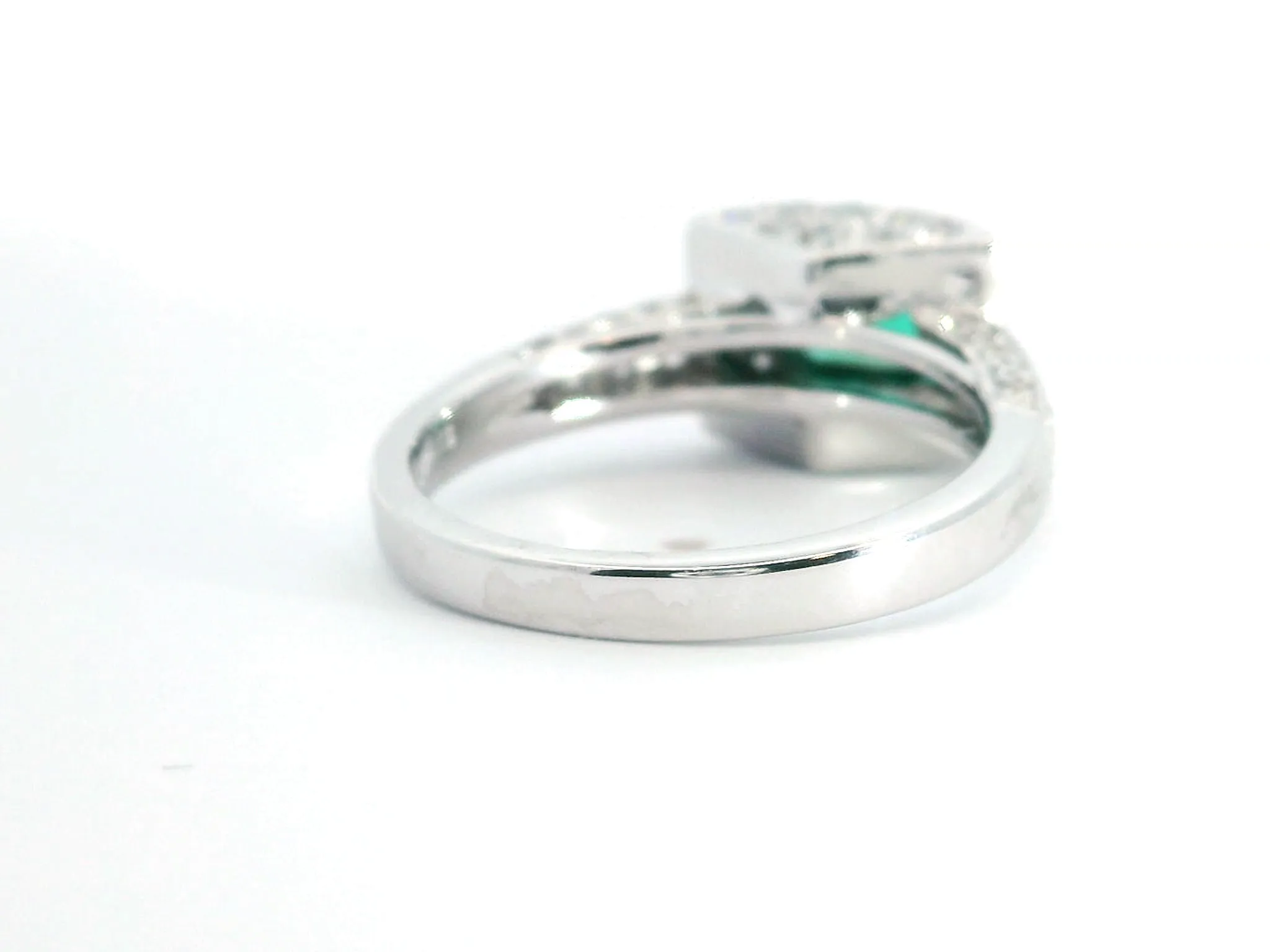 Emerald & Diamond Halo Engagement Ring