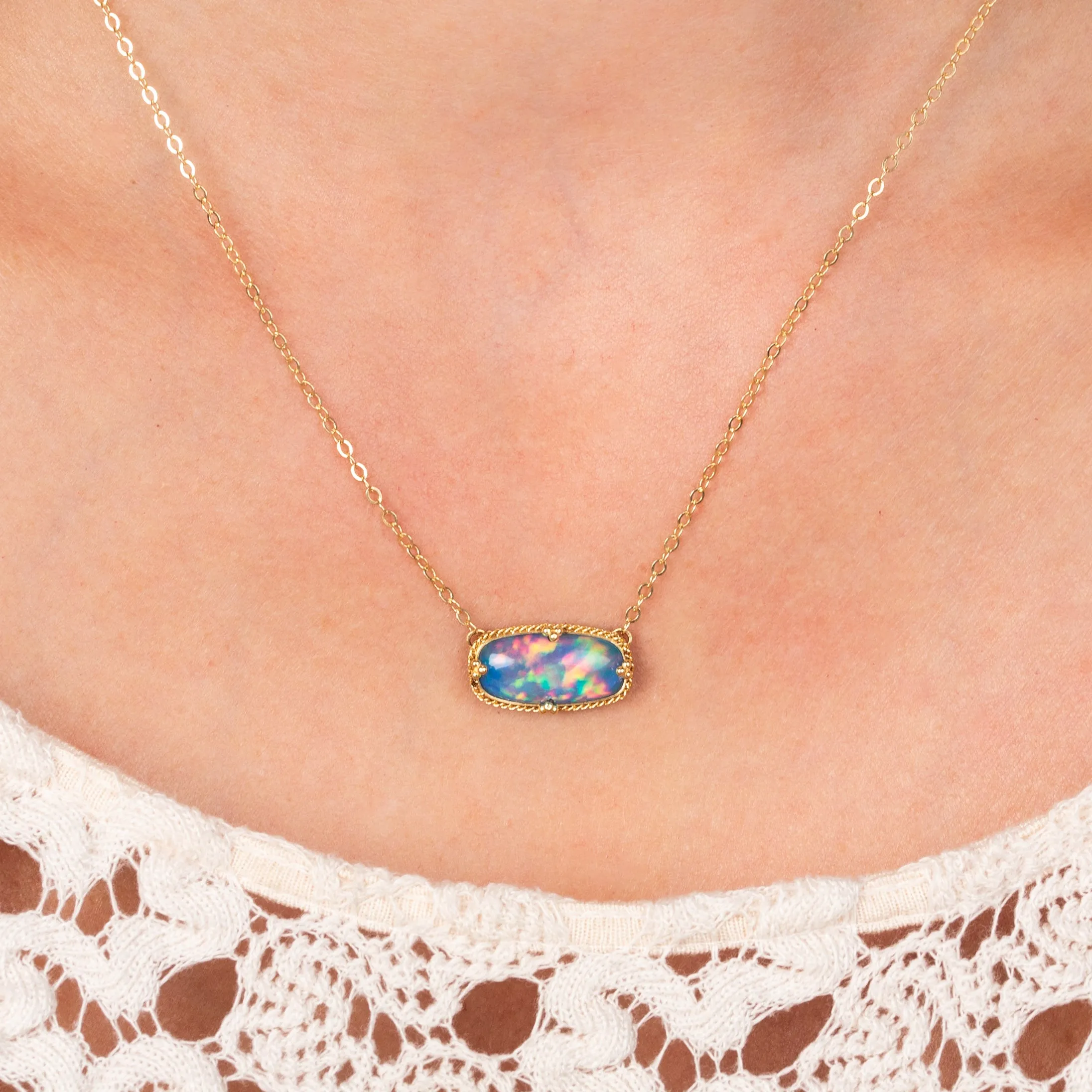 Ethiopian Opal Landscape Necklace