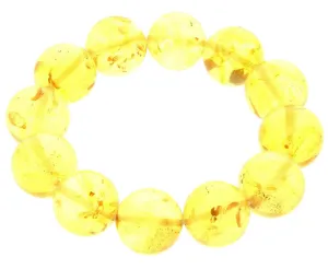 Exclusive Perfect Ball Genuine Baltic Amber Honey Beaded Bracelet - BT0117