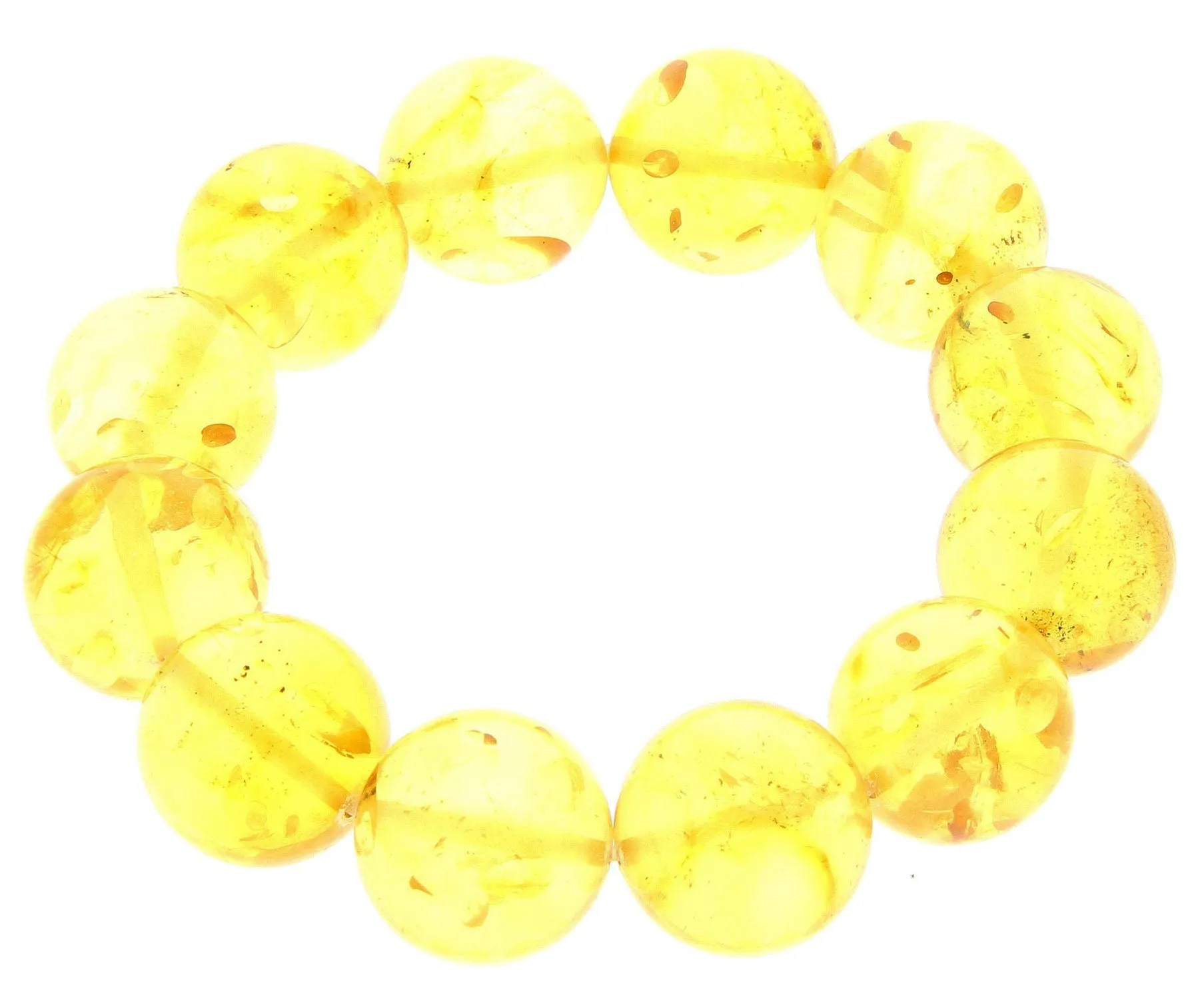 Exclusive Perfect Ball Genuine Baltic Amber Honey Beaded Bracelet - BT0117