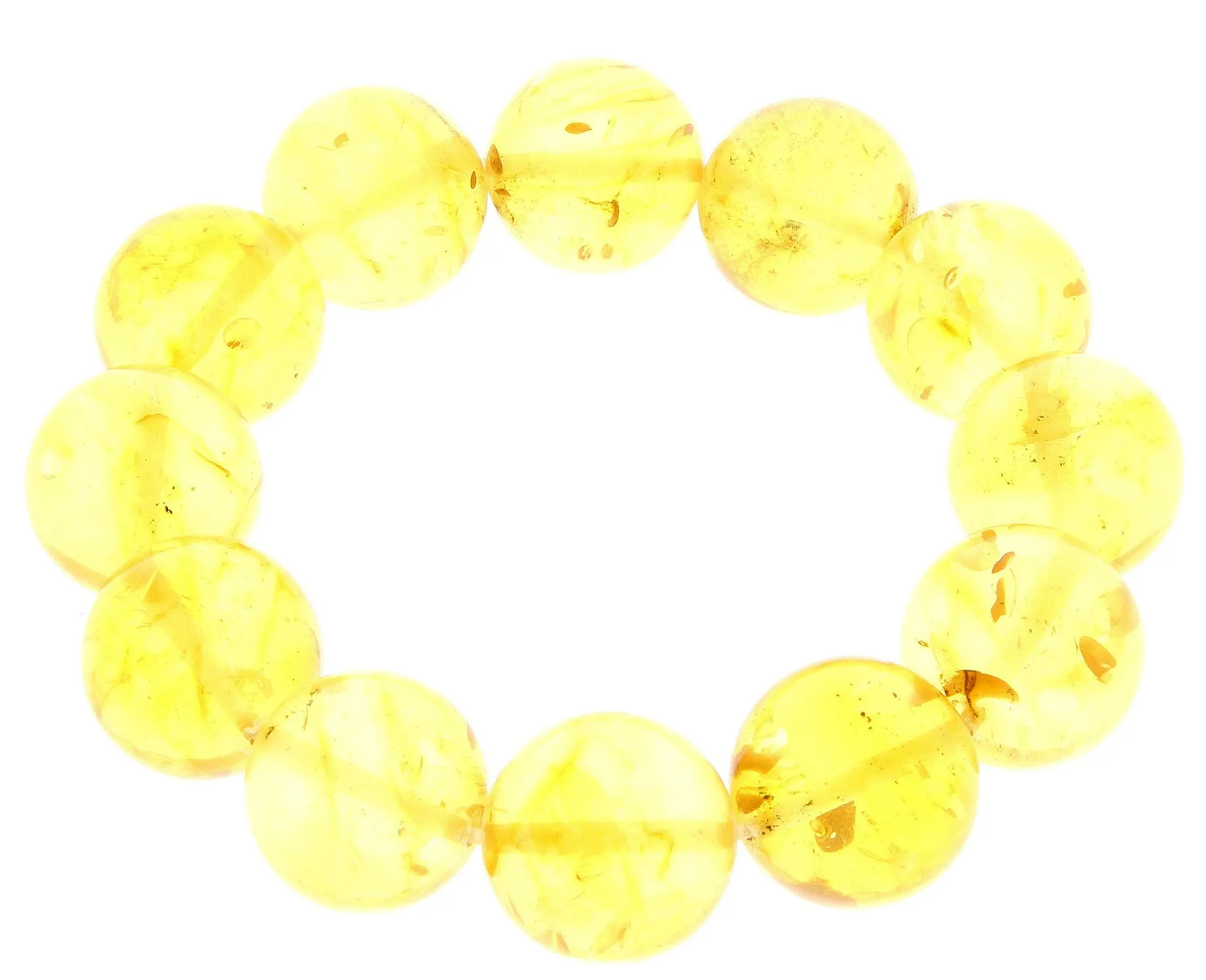 Exclusive Perfect Ball Genuine Baltic Amber Honey Beaded Bracelet - BT0117