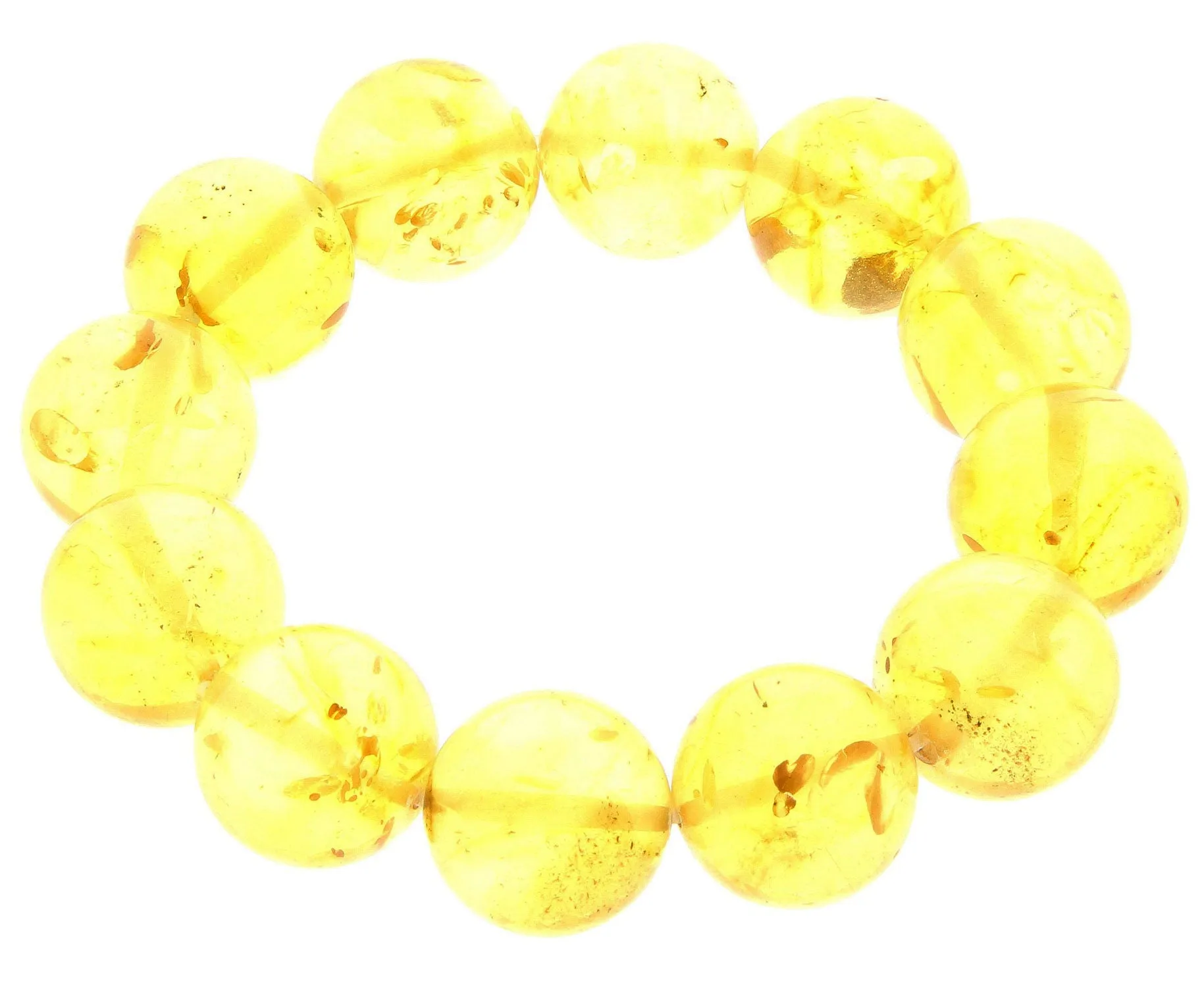 Exclusive Perfect Ball Genuine Baltic Amber Honey Beaded Bracelet - BT0117