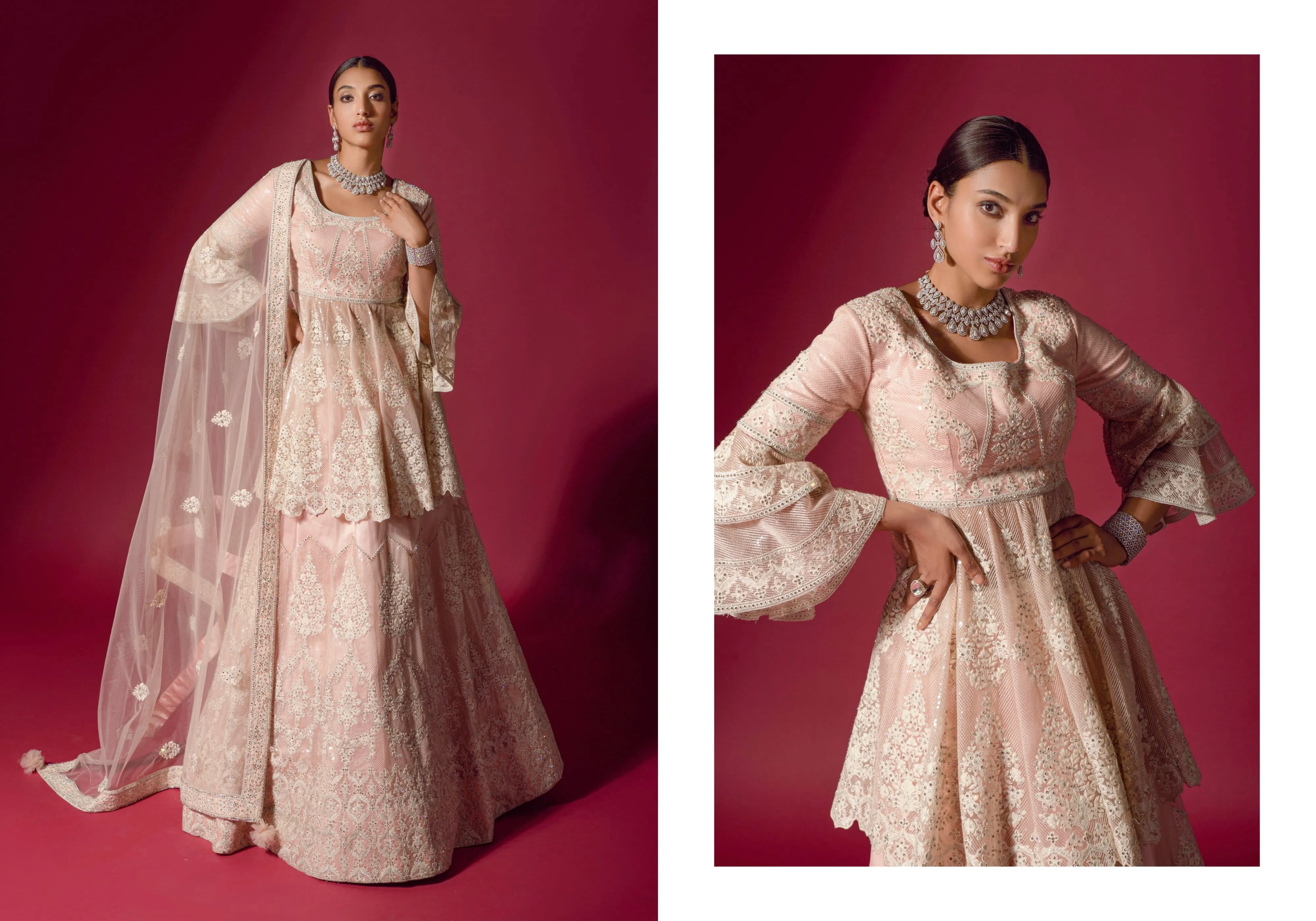 Exquisite Peach Designer Lehenga Choli with Intricate Embroidery