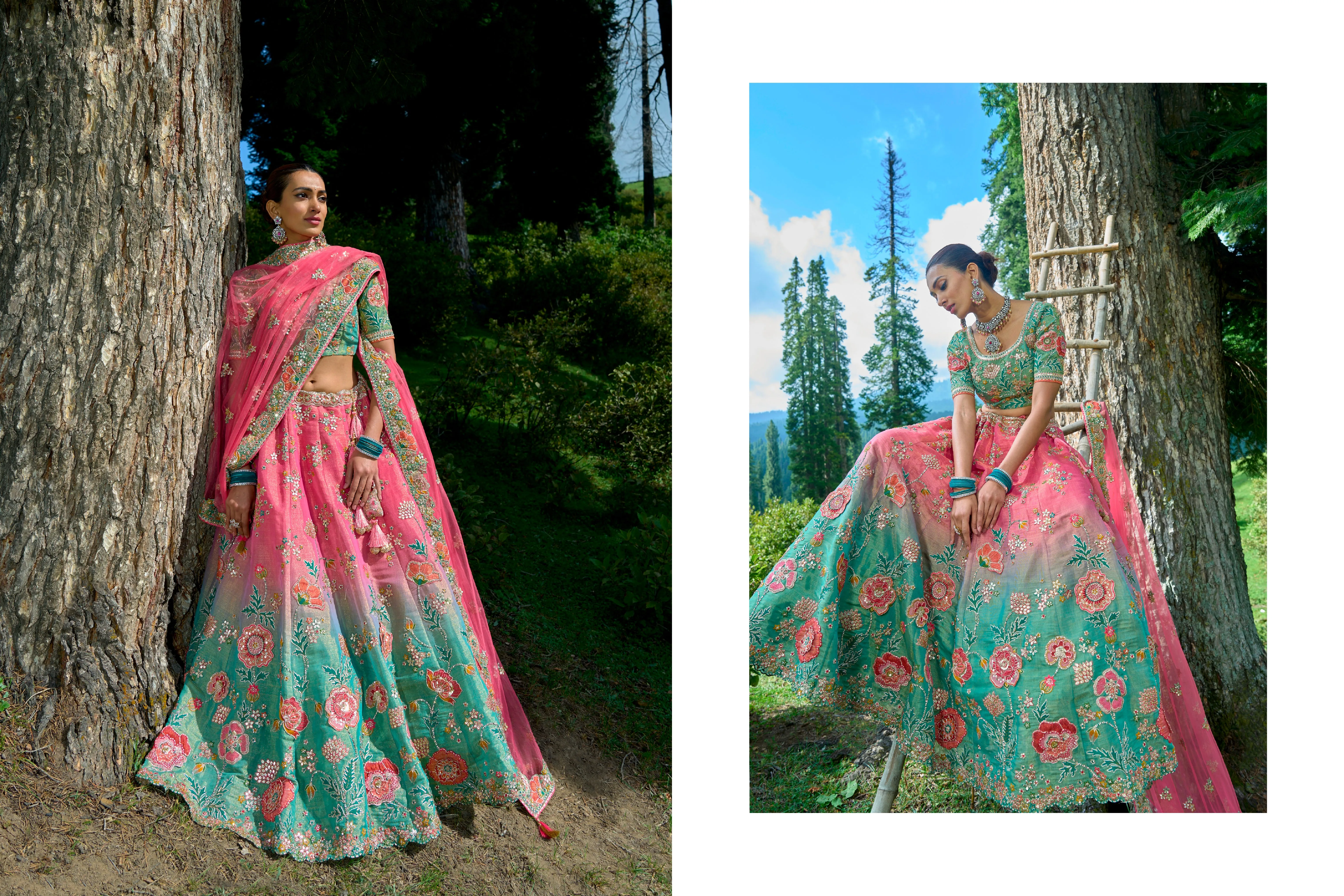 Exquisite Pista Gajri Lehenga Choli for Weddings & Festivals