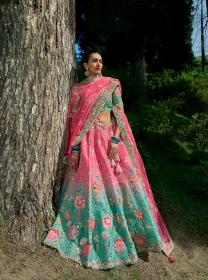 Exquisite Pista Gajri Lehenga Choli for Weddings & Festivals