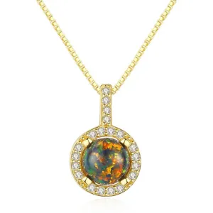 Fire Opal Simulant Gold Necklace