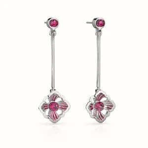 Forbidden Spring Drop Earrings - Sterling Silver - Ruby