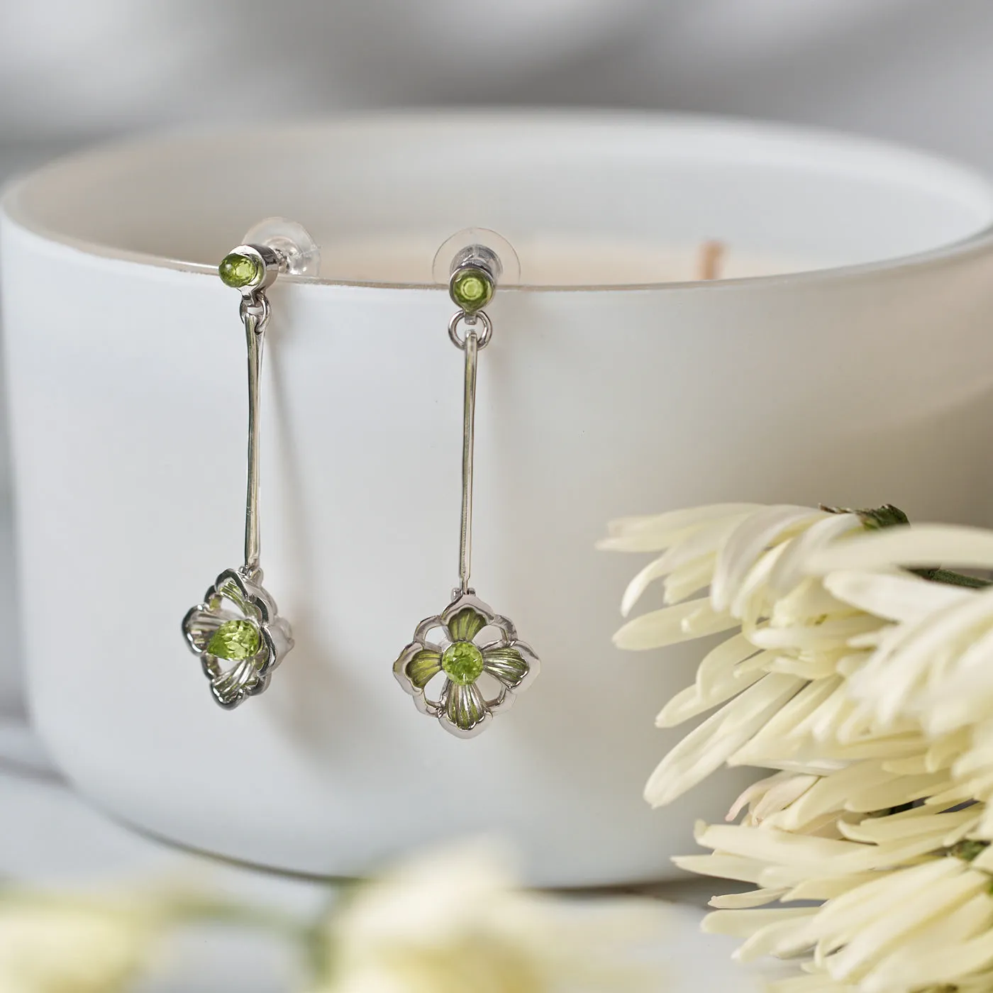 Forbidden Spring Drop Earrings - Sterling Silver - Ruby
