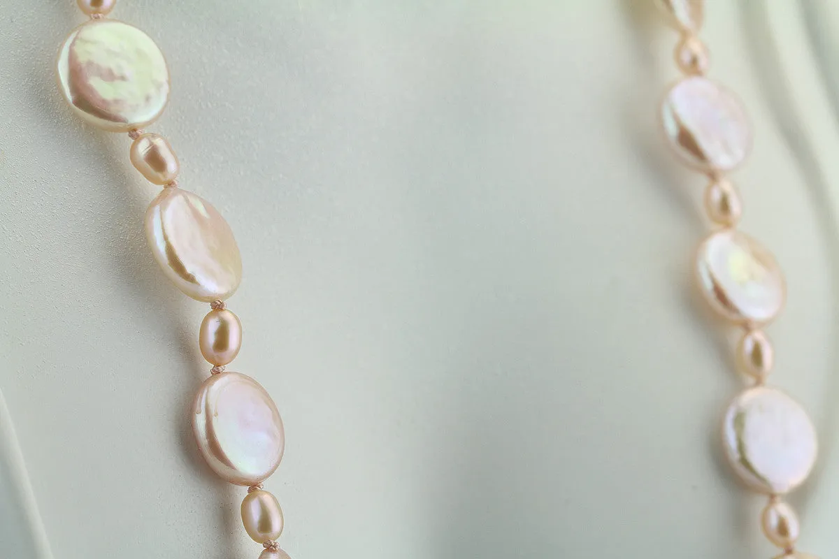 Freshwater Coin Pearl Necklace 21"