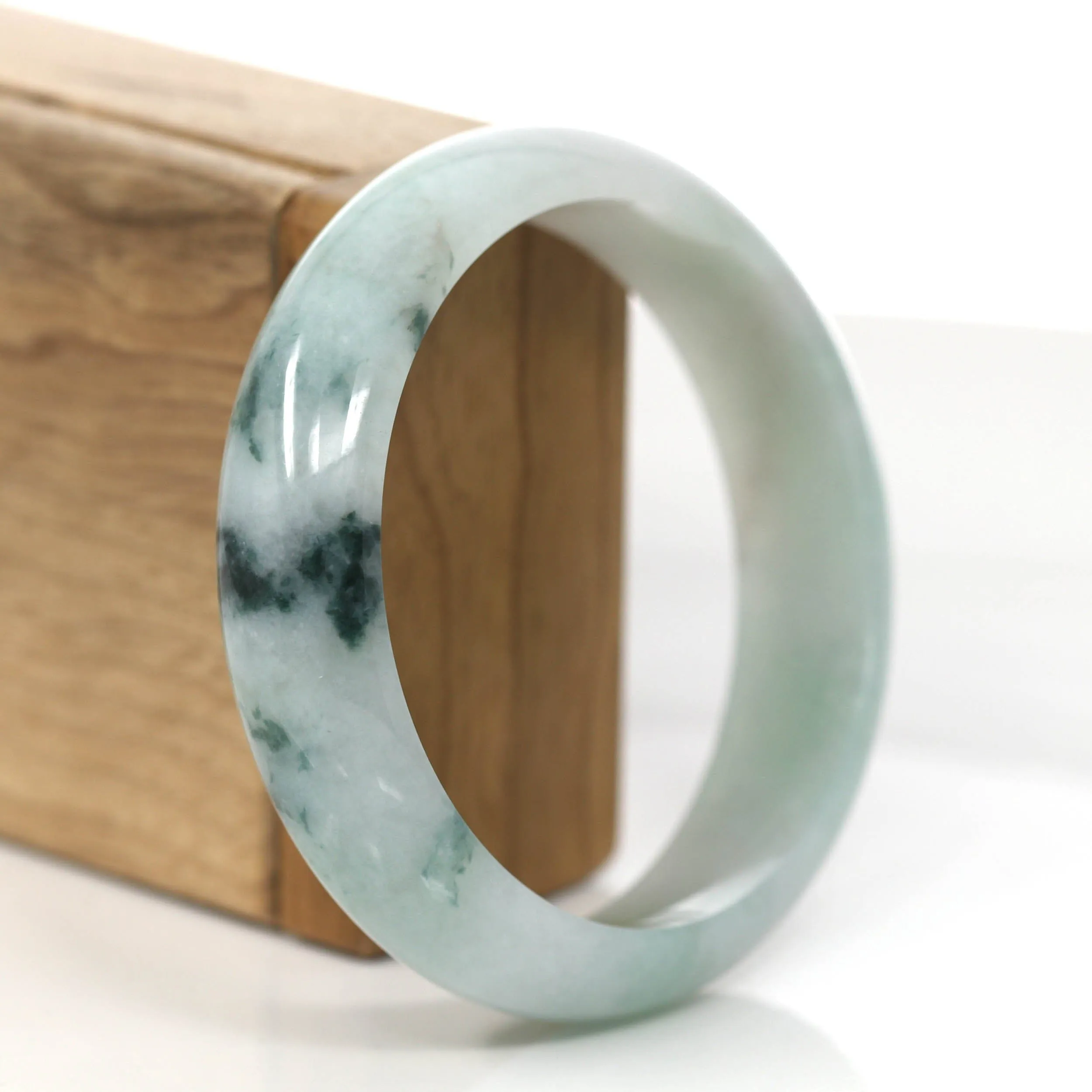 Genuine Burmese Blue-green Jadeite Jade Bangle Bracelet ( 61.15 mm )#852