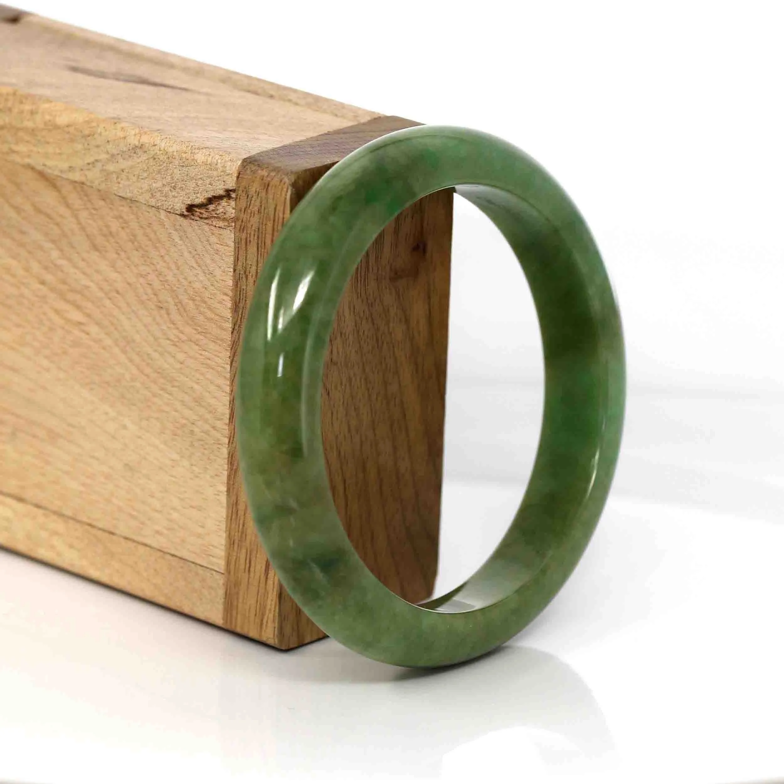 Genuine Burmese High End Deep Green Jadeite Jade Bangle Bracelet (56.52 mm) #282