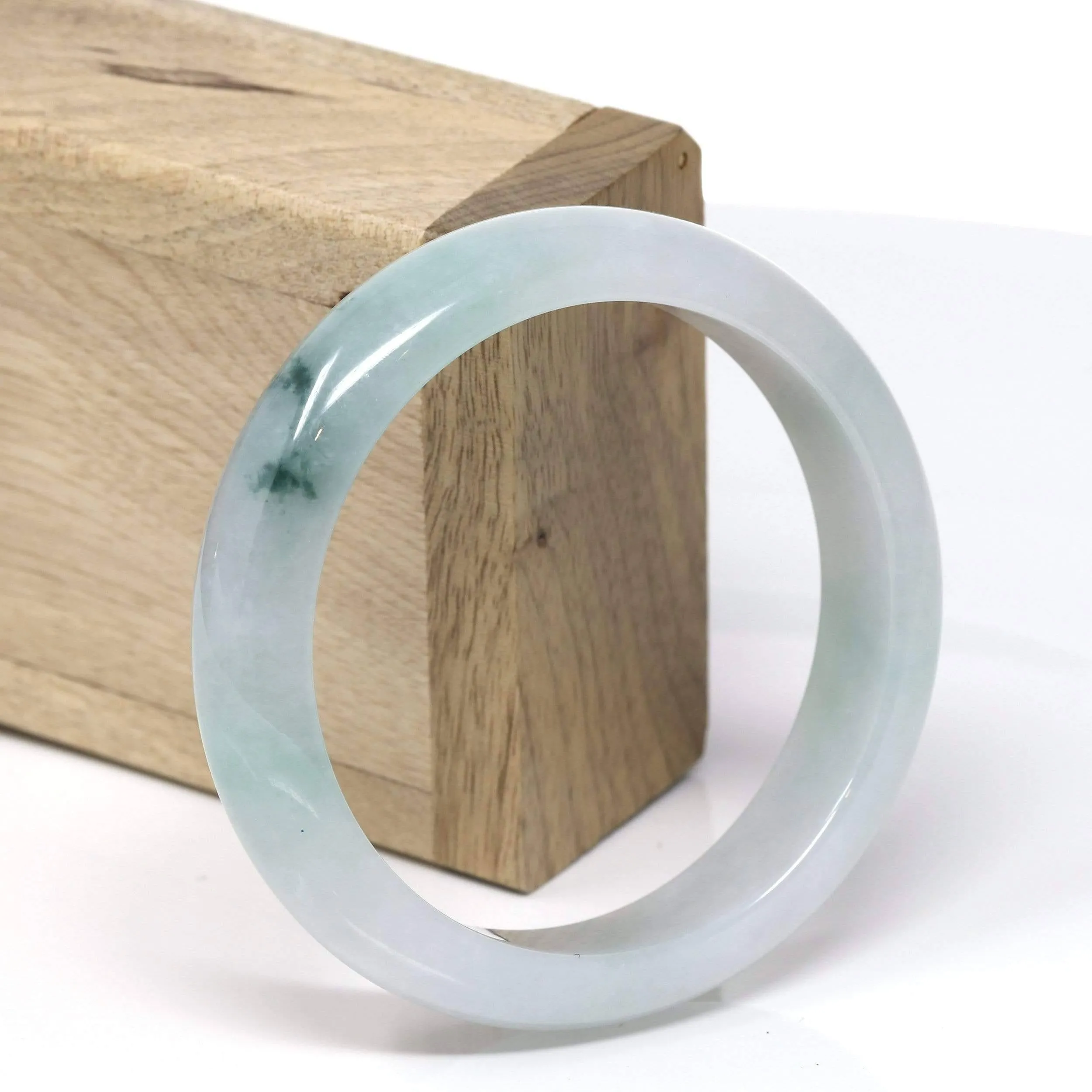 Genuine Burmese Ice Jadeite Jade Bangle Bracelet ( 58.5 mm )#538