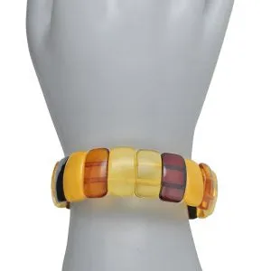 Genuine Multi Colored Baltic Amber Section Beaded Stretch Bracelet Natural New