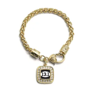 Gold 13.1 Runners Square Charm Braided Bracelet