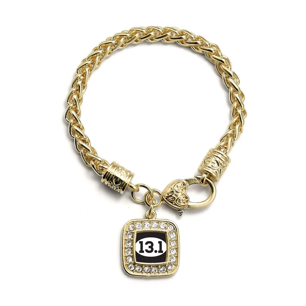Gold 13.1 Runners Square Charm Braided Bracelet
