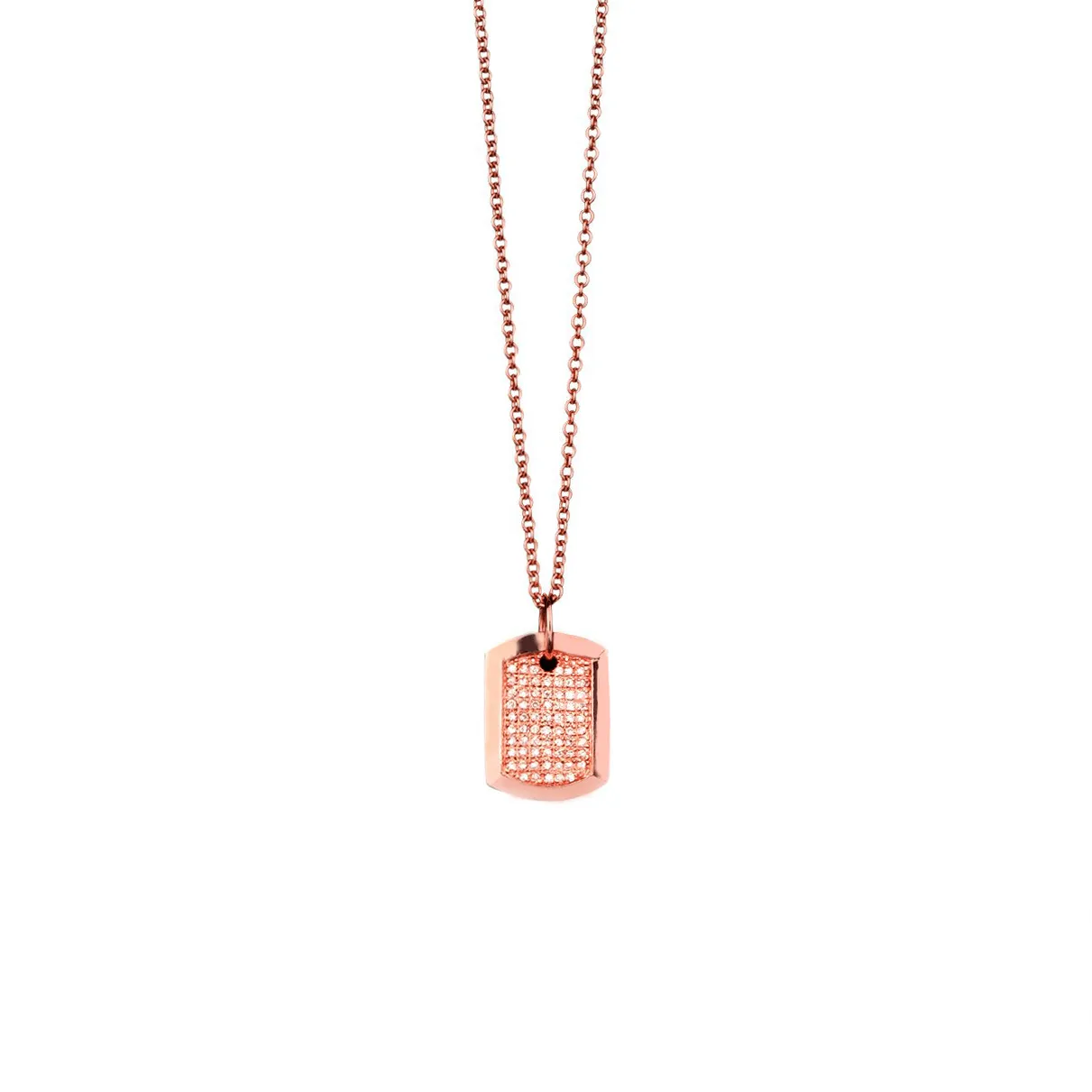 Gold Dog Tag - 18-Karat Amber Hue Gold Full Diamond Dog Tag - RED GOLD®