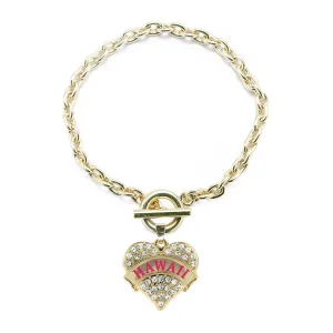 Gold Hawaii Pave Heart Charm Toggle Bracelet