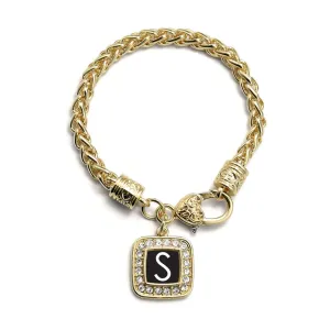 Gold My Initials - Letter S Square Charm Braided Bracelet