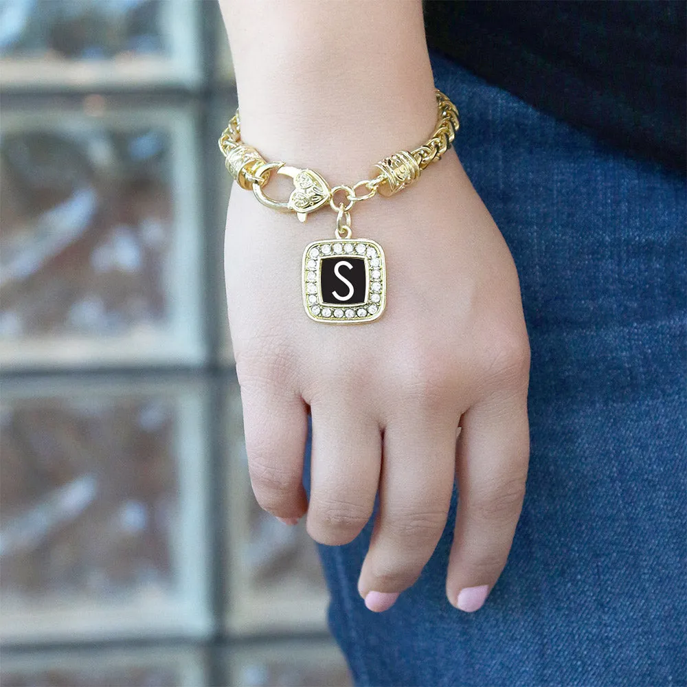 Gold My Initials - Letter S Square Charm Braided Bracelet