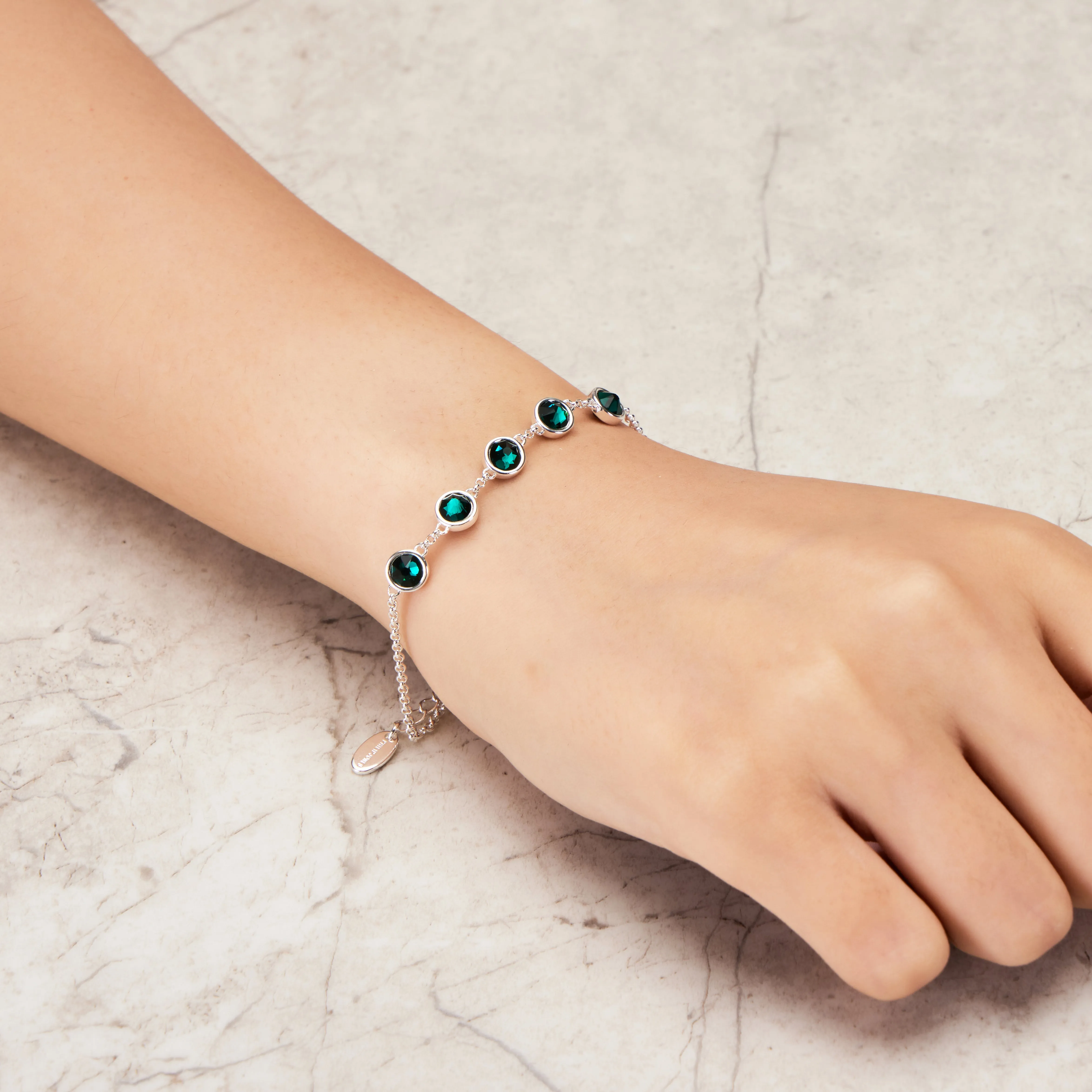 Green Crystal Chain Bracelet Created with Zircondia® Crystals