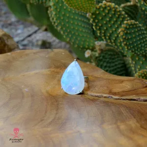 Heavenly Moonstone Sterling Silver Ring, Size 7, 925, USA Seller, Genuine Stone, Teardrop Shape, Handmade Gemstone Ring