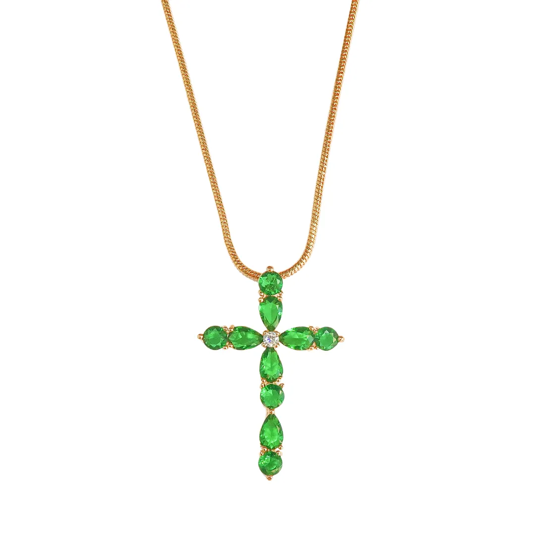 Icy Green Cross Necklace