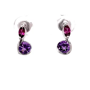 Kaleidoscope Amethyst & Rhodalite Garnet Stud Earrings