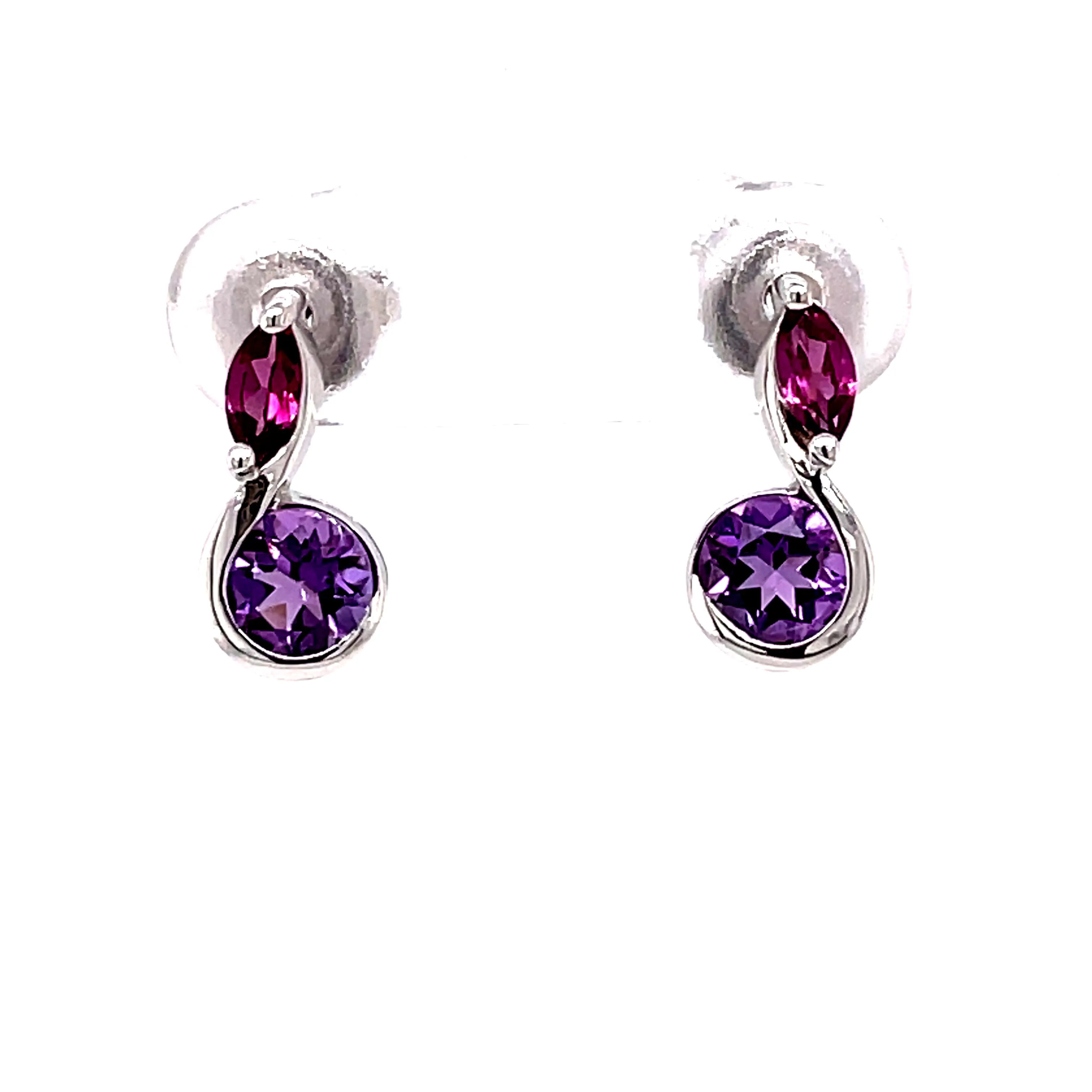 Kaleidoscope Amethyst & Rhodalite Garnet Stud Earrings