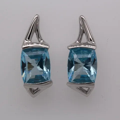 Kaleidoscope Fancy Cut Rectangle Blue Topaz Studs