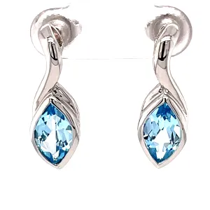 Kaleidoscope Marquise Blue Topaz Sterling Silver Stud Drops