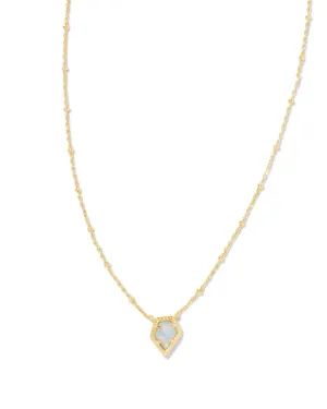 Kendra Scott Framed Gold Tess Satellite Short Pendant Necklace in Luster Light Blue