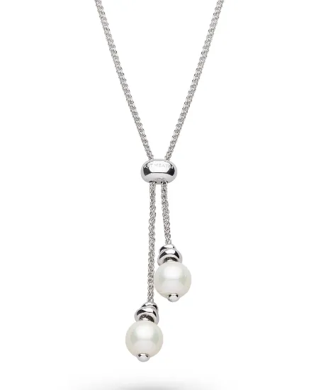 Kit Heath Sterling Silver Rhodium Plated Coast Tumble Pearl Lariat Necklace (SI6906)