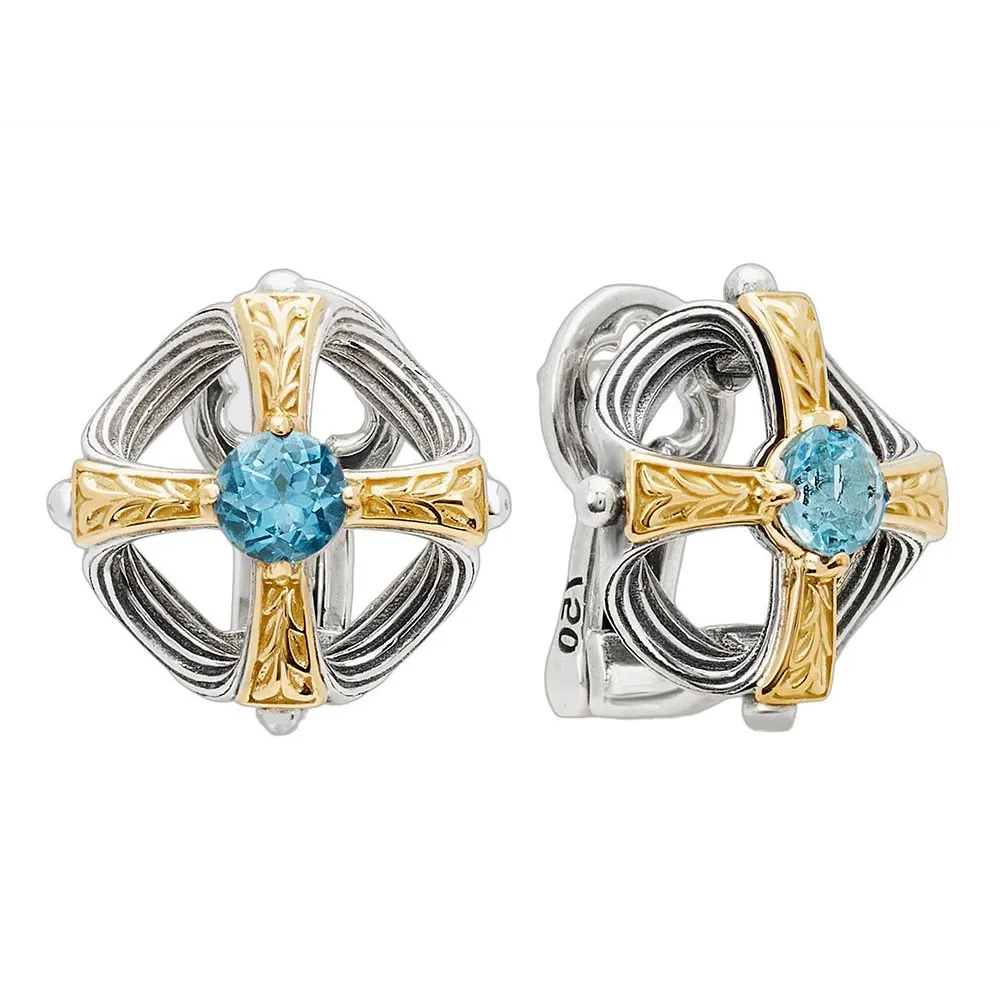 Konstantino Silver and 18K Gold Delos Sky Blue Topaz Earrings