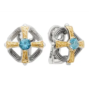 Konstantino Silver and 18K Gold Delos Sky Blue Topaz Earrings