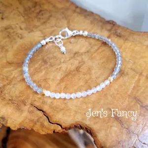 Labradorite & Moonstone Natural Gemstone Bracelet Sterling Silver and Vermeil
