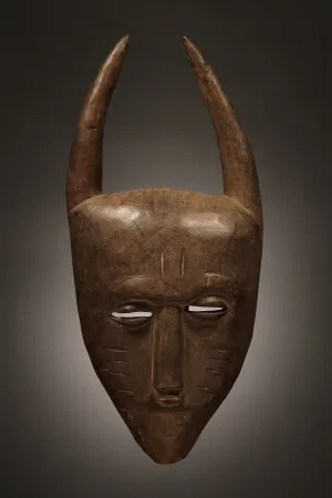 Ligbi Djimini Mask, Hand-Carved Wood, West African Art
