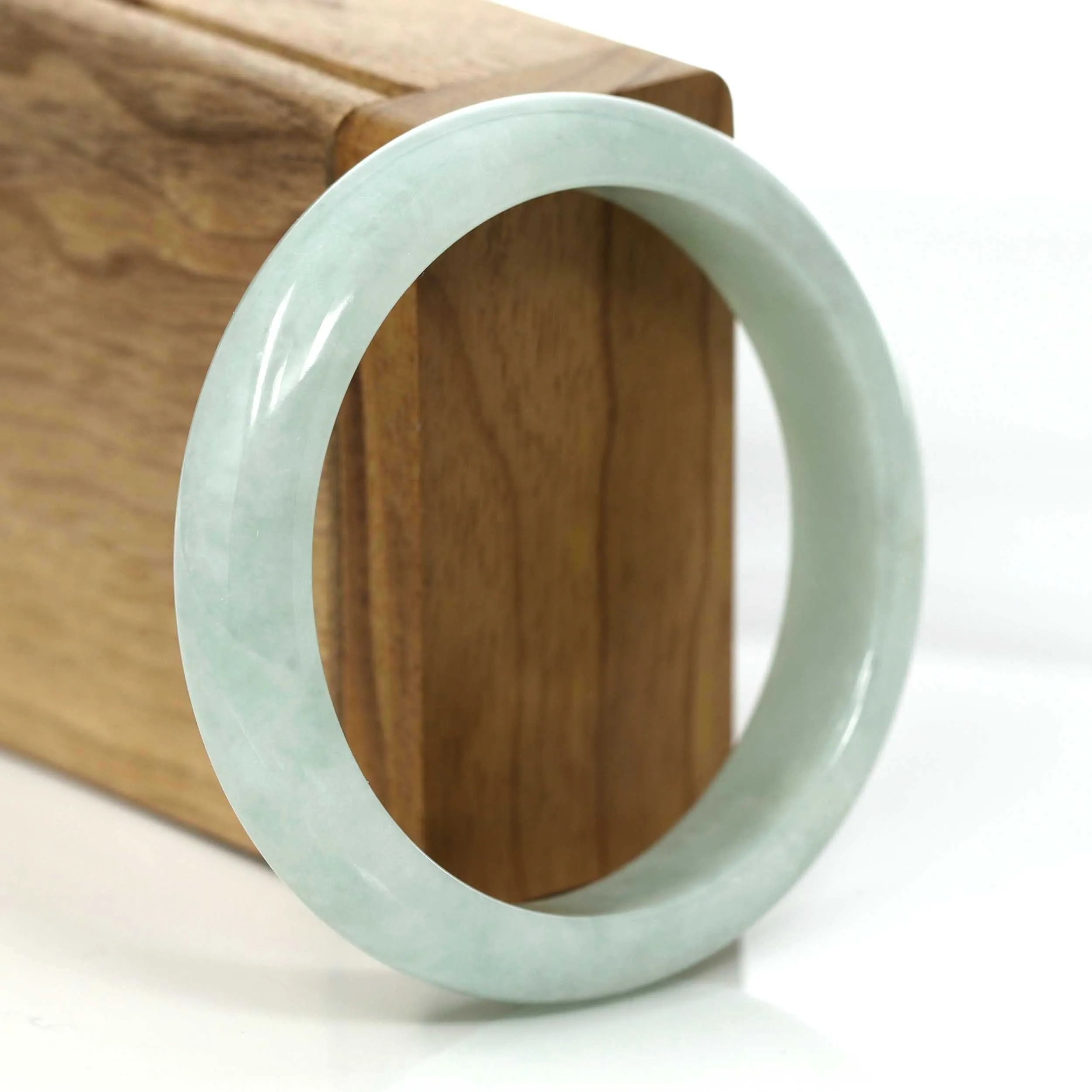 Light Green- Blue Genuine Burmese Jadeite Jade Bangle Bracelet (57.49 mm) #657