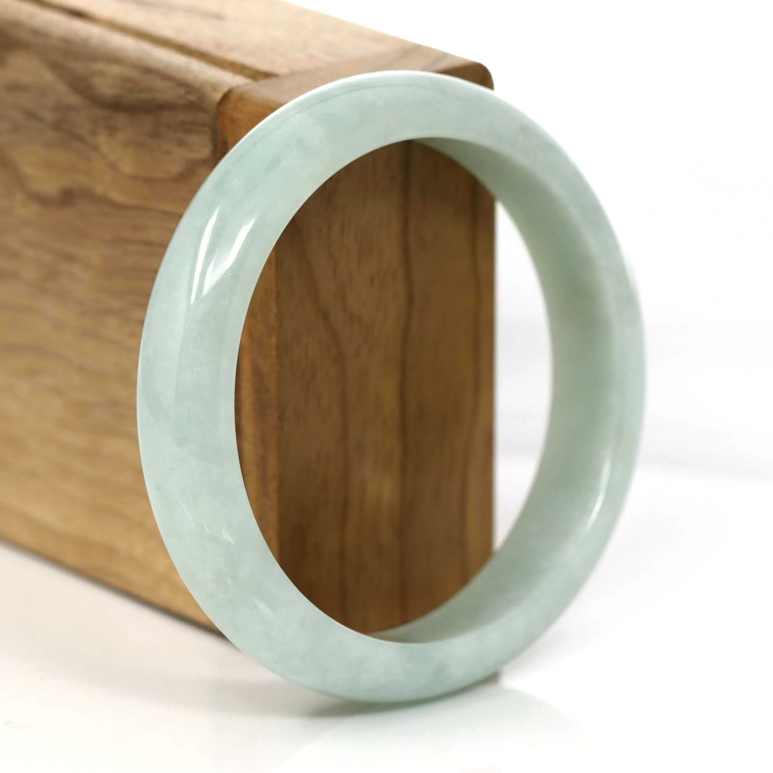 Light Green- Blue Genuine Burmese Jadeite Jade Bangle Bracelet (57.49 mm) #657