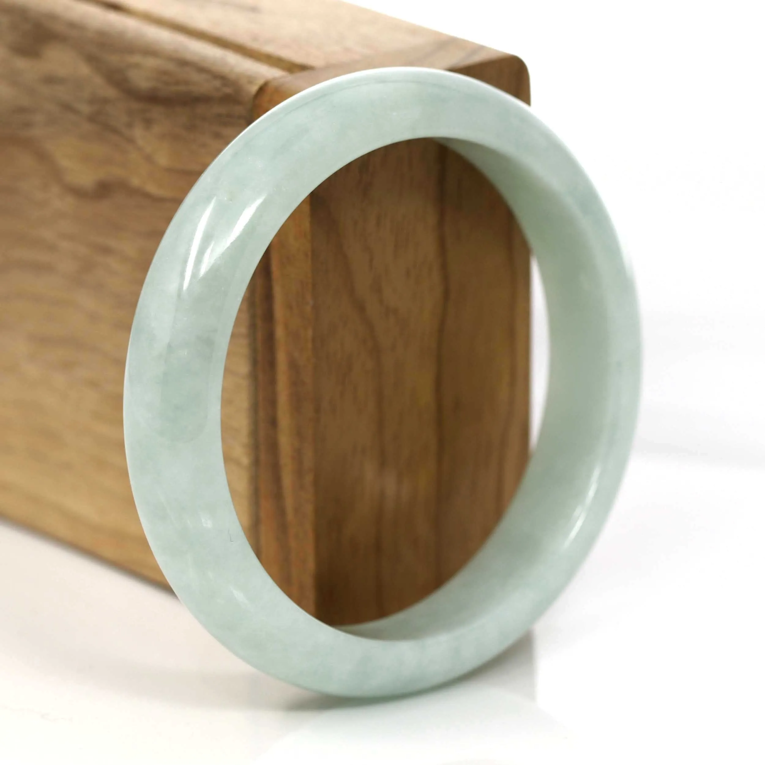 Light Green- Blue Genuine Burmese Jadeite Jade Bangle Bracelet (57.49 mm) #657