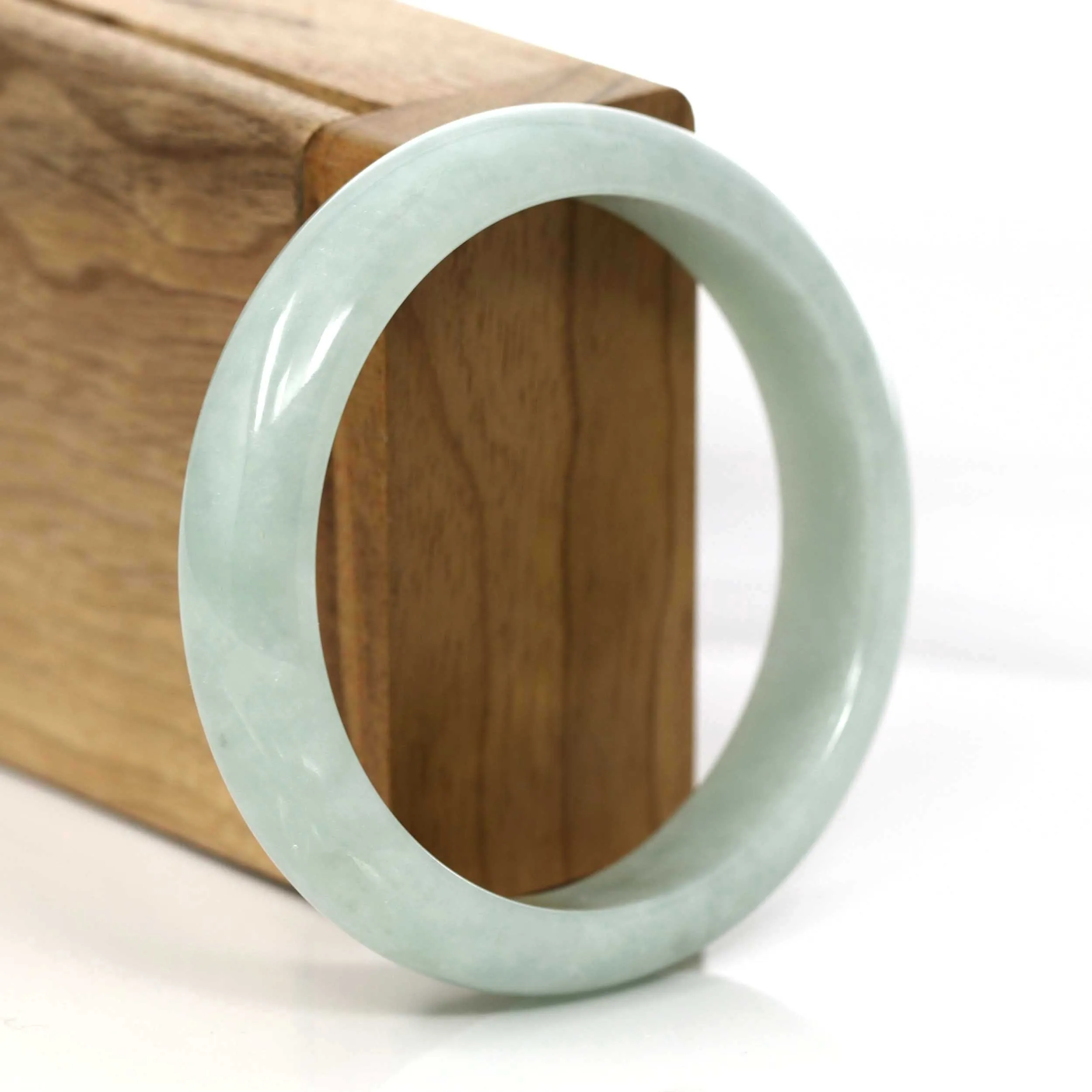 Light Green- Blue Genuine Burmese Jadeite Jade Bangle Bracelet (57.49 mm) #657