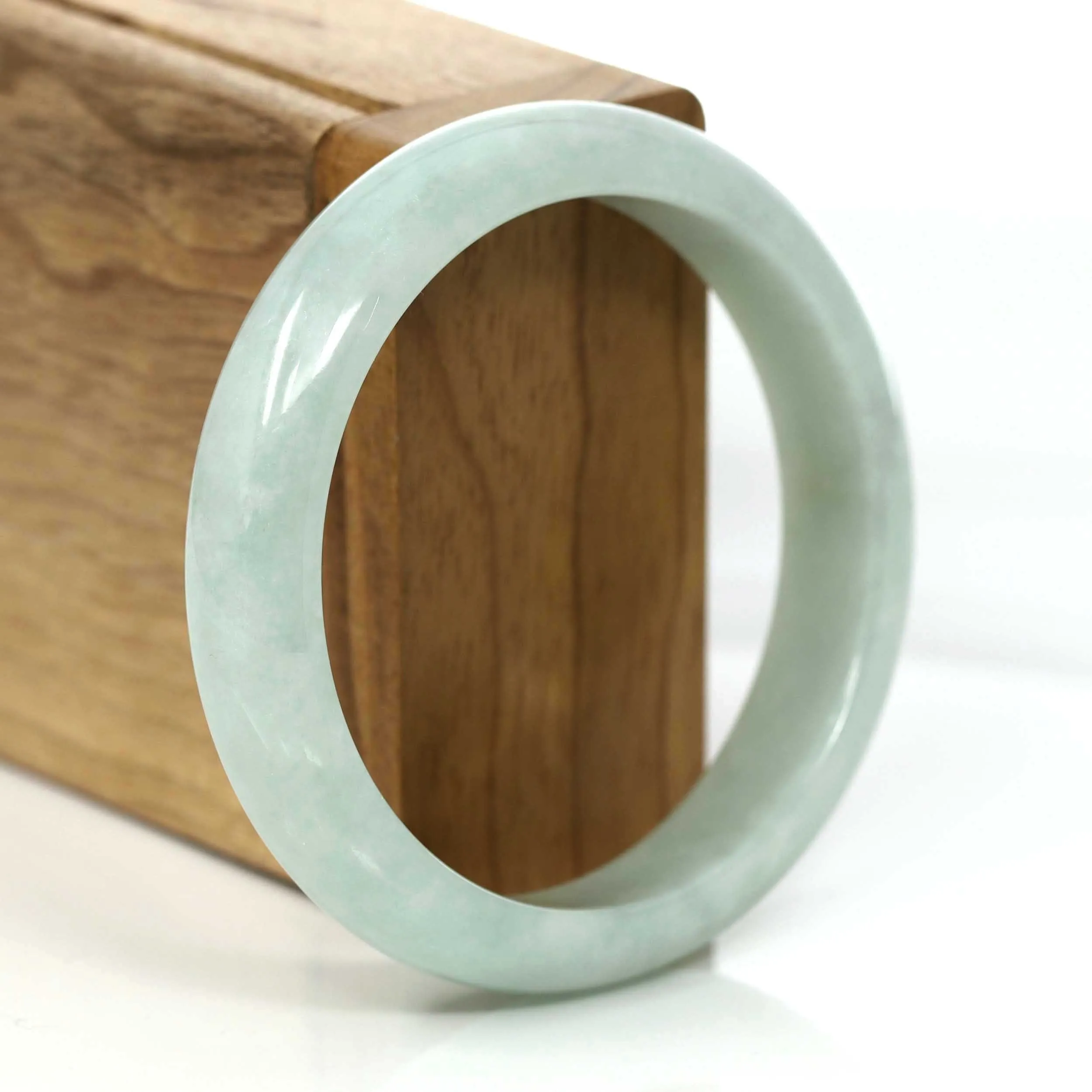 Light Green- Blue Genuine Burmese Jadeite Jade Bangle Bracelet (57.49 mm) #657