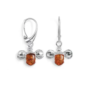 MILENA Drop Earrings Silver and Baltic Amber Bumble Bee
