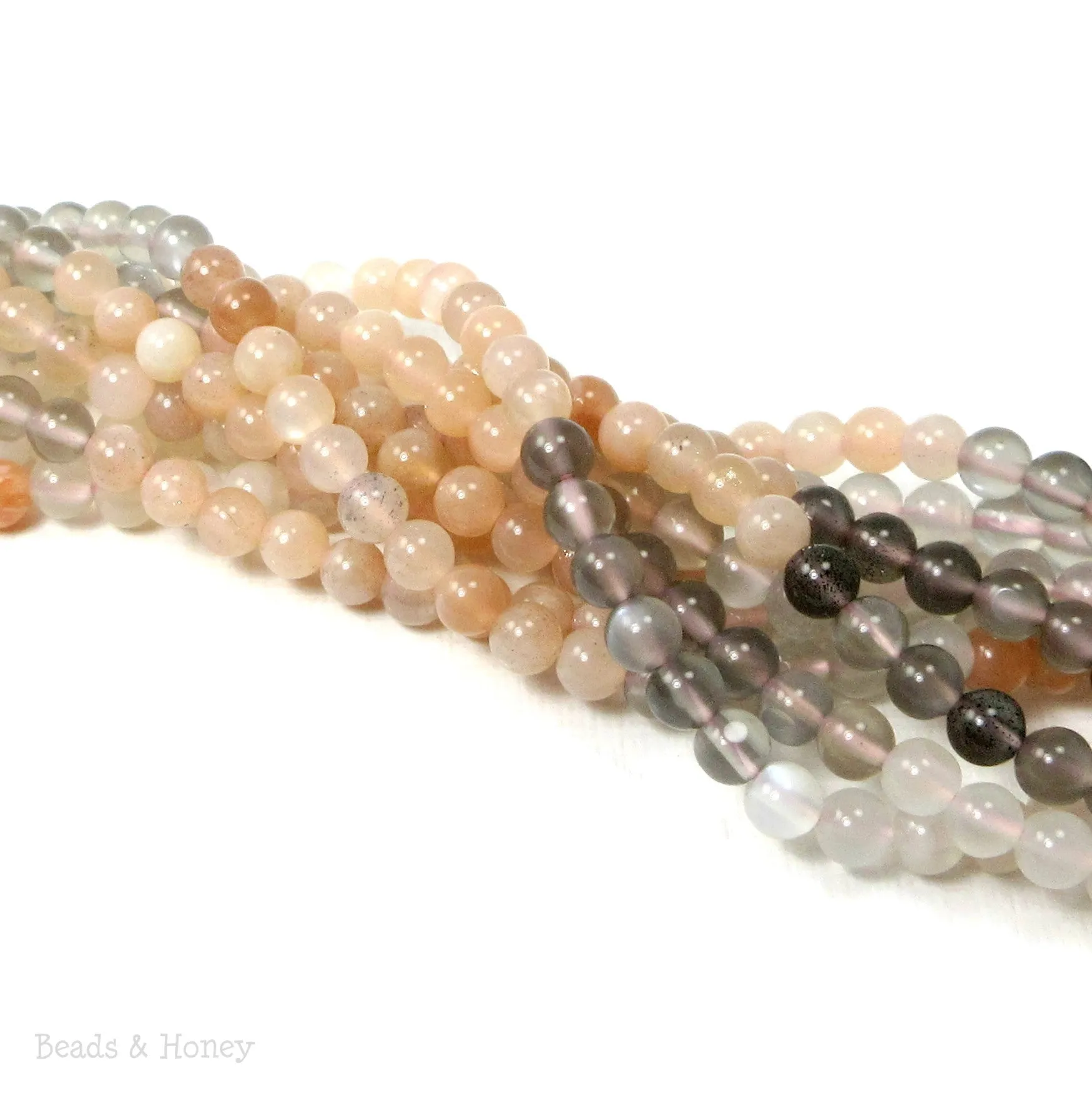Moonstone Multi Grade A Round Smooth 4mm - 4.5mm (16-Inch Strand)
