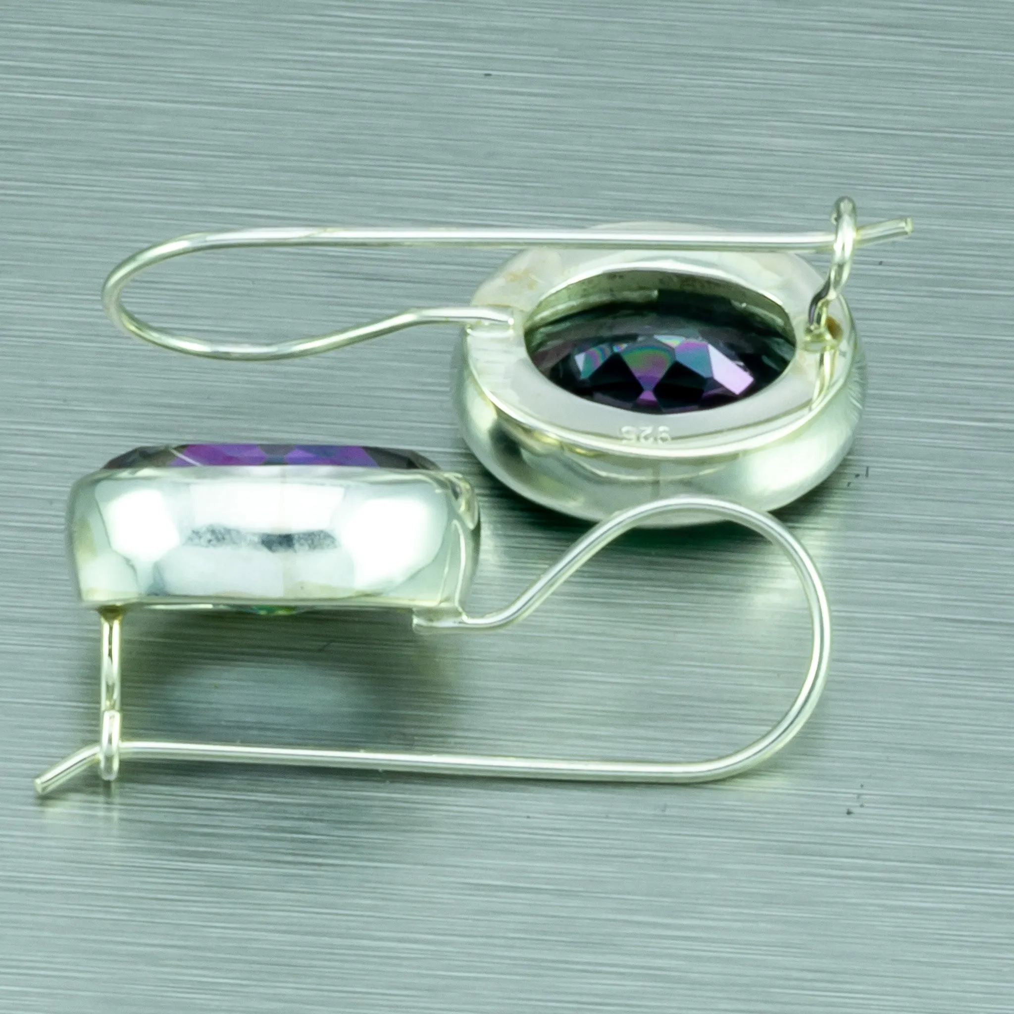 Mystic Topaz Large Oval Earrings. 92.5% Sterling Silver