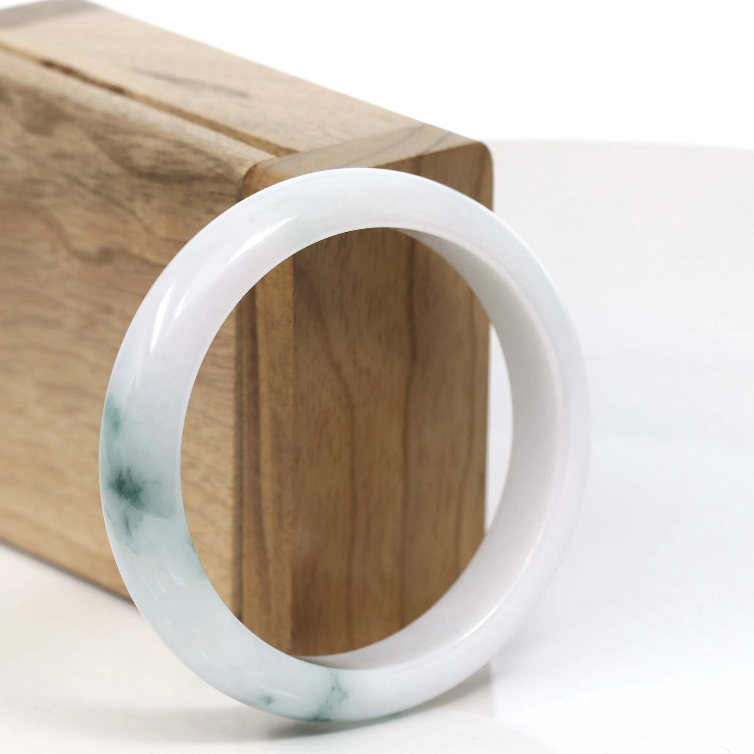 Natural Blue- Green Jadeite Jade Bangle (55.85 mm) #T027
